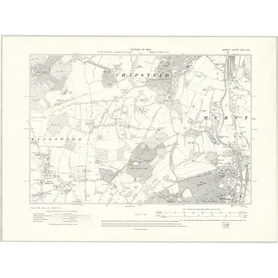 1911 Map of Surrey XXVI.NE, 1914 Print