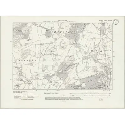 1911 Map of Surrey XXVI.NE, 1933 Print