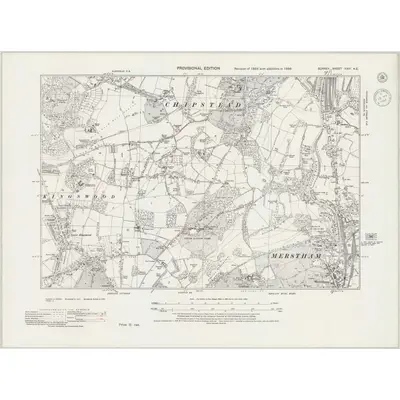 1938 Map of Surrey XXVI.NE, 1944 Print