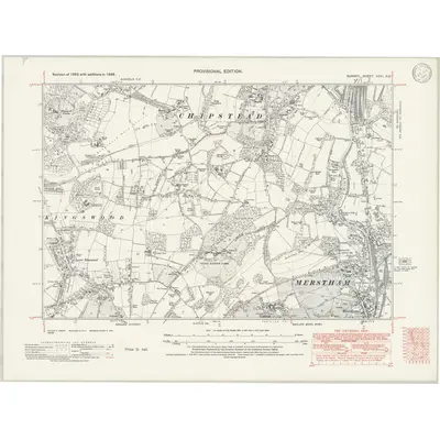 1938 Map of Surrey XXVI.NE, 1946 Print