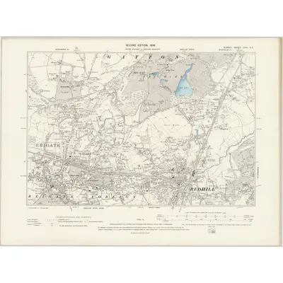 1895 Map of Surrey XXVI.SE, 1898 Print
