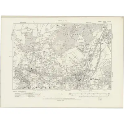 1911 Map of Surrey XXVI.SE, 1920 Print