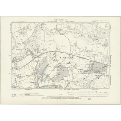 1894 Map of Surrey XXVI.SW, 1897 Print