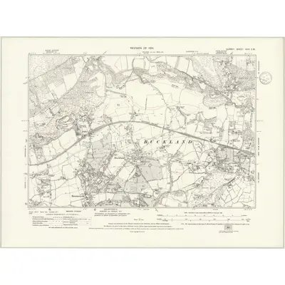 1934 Map of Surrey XXVI.SW, 1936 Print