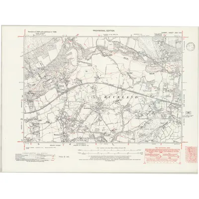 1938 Map of Surrey XXVI.SW, 1946 Print