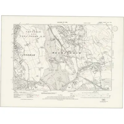 1933 Map of Surrey XXVII.NE, 1938 Print