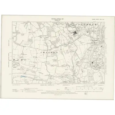 1895 Map of Surrey XXVII.NW, 1897 Print