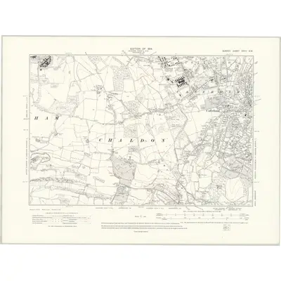 1910 Map of Surrey XXVII.NW, 1914 Print