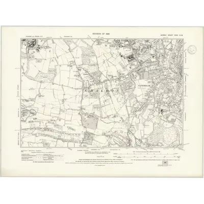 1933 Map of Surrey XXVII.NW, 1936 Print