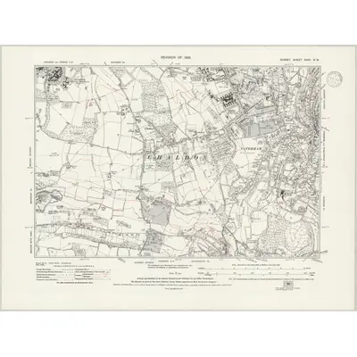 1933 Map of Surrey XXVII.NW, 1938 Print