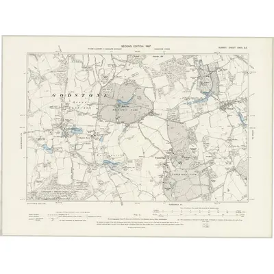 1895 Map of Surrey XXVII.SE, 1897 Print