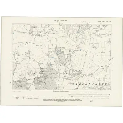1895 Map of Surrey XXVII.SW, 1897 Print