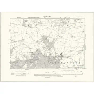 1910 Map of Surrey XXVII.SW, 1914 Print