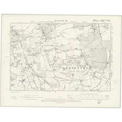 1895 Map of Surrey XXVIII.SW, 1898 Print