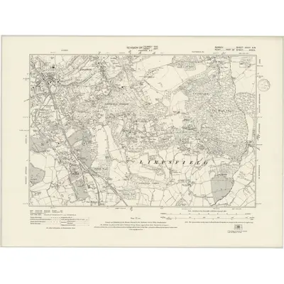 1933 Map of Surrey XXVIII.SW, 1939 Print