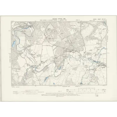 1895 Map of Surrey XXX.SE, 1898 Print
