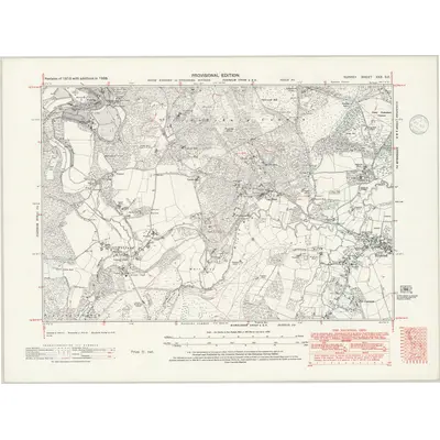1938 Map of Surrey XXX.SE, 1946 Print