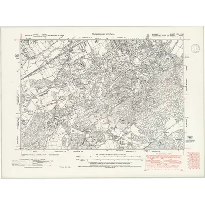1938 Map of Surrey XXX.SW, 1946 Print