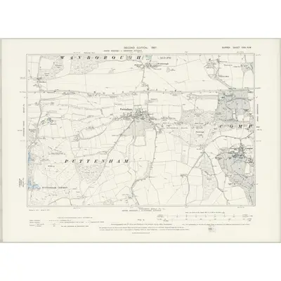 1895 Map of Surrey XXXI.NW, 1897 Print