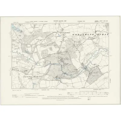 1895 Map of Surrey XXXI.SW, 1897 Print