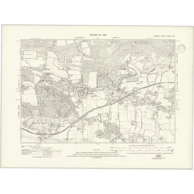 1934 Map of Surrey XXXII.NE, 1937 Print