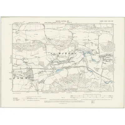 1895 Map of Surrey XXXII.NW, 1897 Print