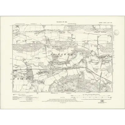 1934 Map of Surrey XXXII.NW, 1936 Print
