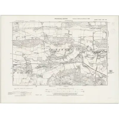 1938 Map of Surrey XXXII.NW, 1944 Print