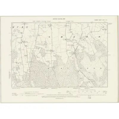 1895 Map of Surrey XXXII.SE, 1897 Print