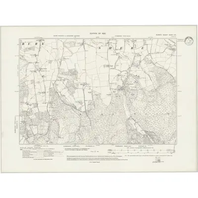 1913 Map of Surrey XXXII.SE, 1933 Print