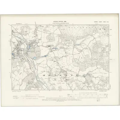 1895 Map of Surrey XXXII.SW, 1898 Print