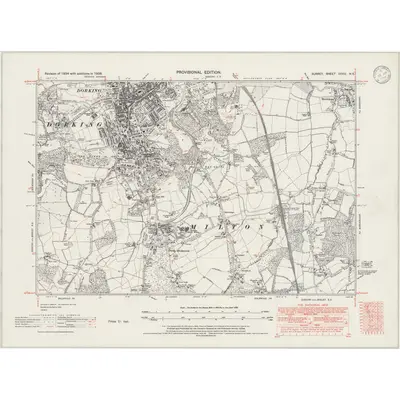 1938 Map of Surrey XXXIII.NE, 1946 Print