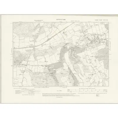 1913 Map of Surrey XXXIII.NW, 1920 Print
