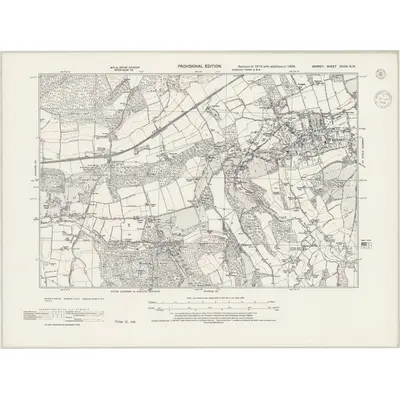 1938 Map of Surrey XXXIII.NW, 1944 Print