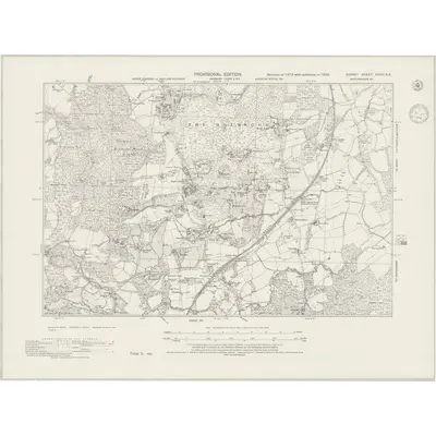 1938 Map of Surrey XXXIII.SE, 1944 Print