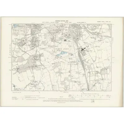 1895 Map of Surrey XXXIV.NE, 1897 Print