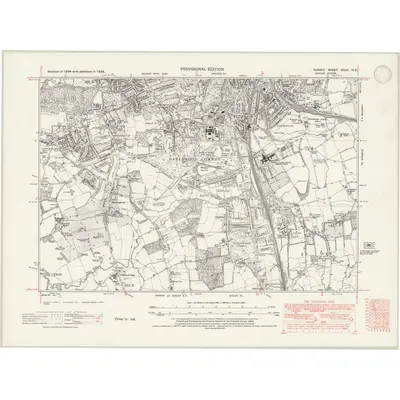 1938 Map of Surrey XXXIV.NE, 1946 Print
