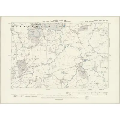 1894 Map of Surrey XXXIV.NW, 1898 Print