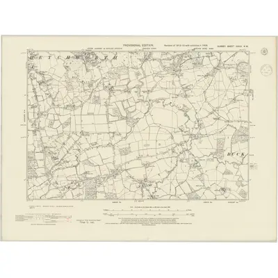 1938 Map of Surrey XXXIV.NW, 1944 Print