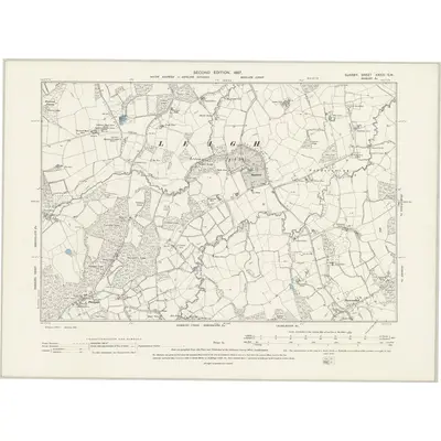 1895 Map of Surrey XXXIV.SW, 1897 Print