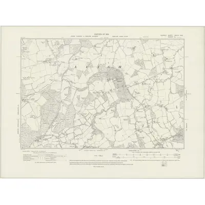 1911 Map of Surrey XXXIV.SW, 1919 Print
