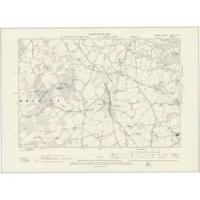 1895 Map of Surrey XXXIX.NW, 1898 Print