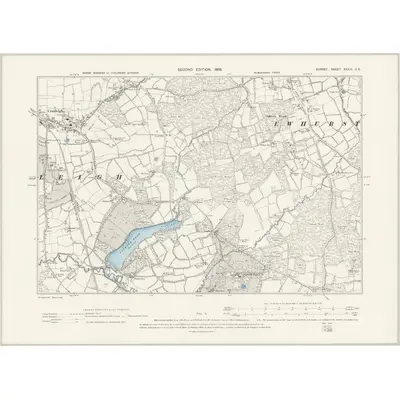 1895 Map of Surrey XXXIX.SE, 1898 Print
