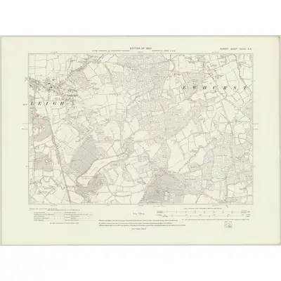 1913 Map of Surrey XXXIX.SE, 1920 Print