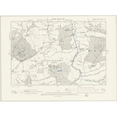 1895 Map of Surrey XXXIX.SW, 1898 Print