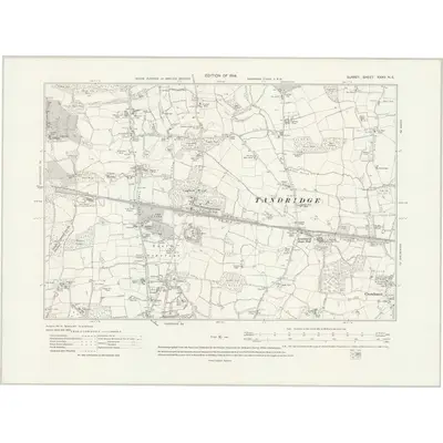 1910 Map of Surrey XXXV.NE, 1931 Print