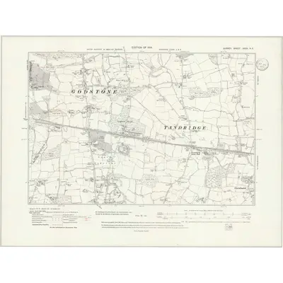 1910 Map of Surrey XXXV.NE, 1939 Print