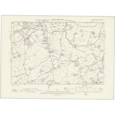 1895 Map of Surrey XXXV.SE, 1897 Print