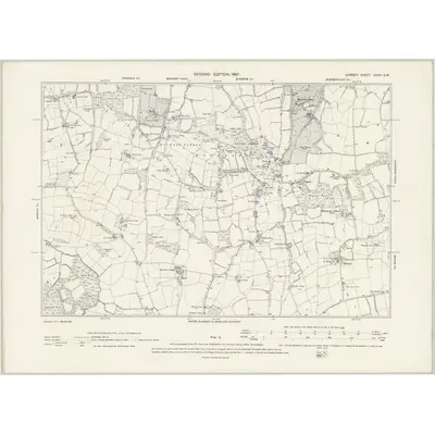1895 Map of Surrey XXXV.SW, 1897 Print