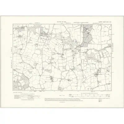 1910 Map of Surrey XXXV.SW, 1913 Print